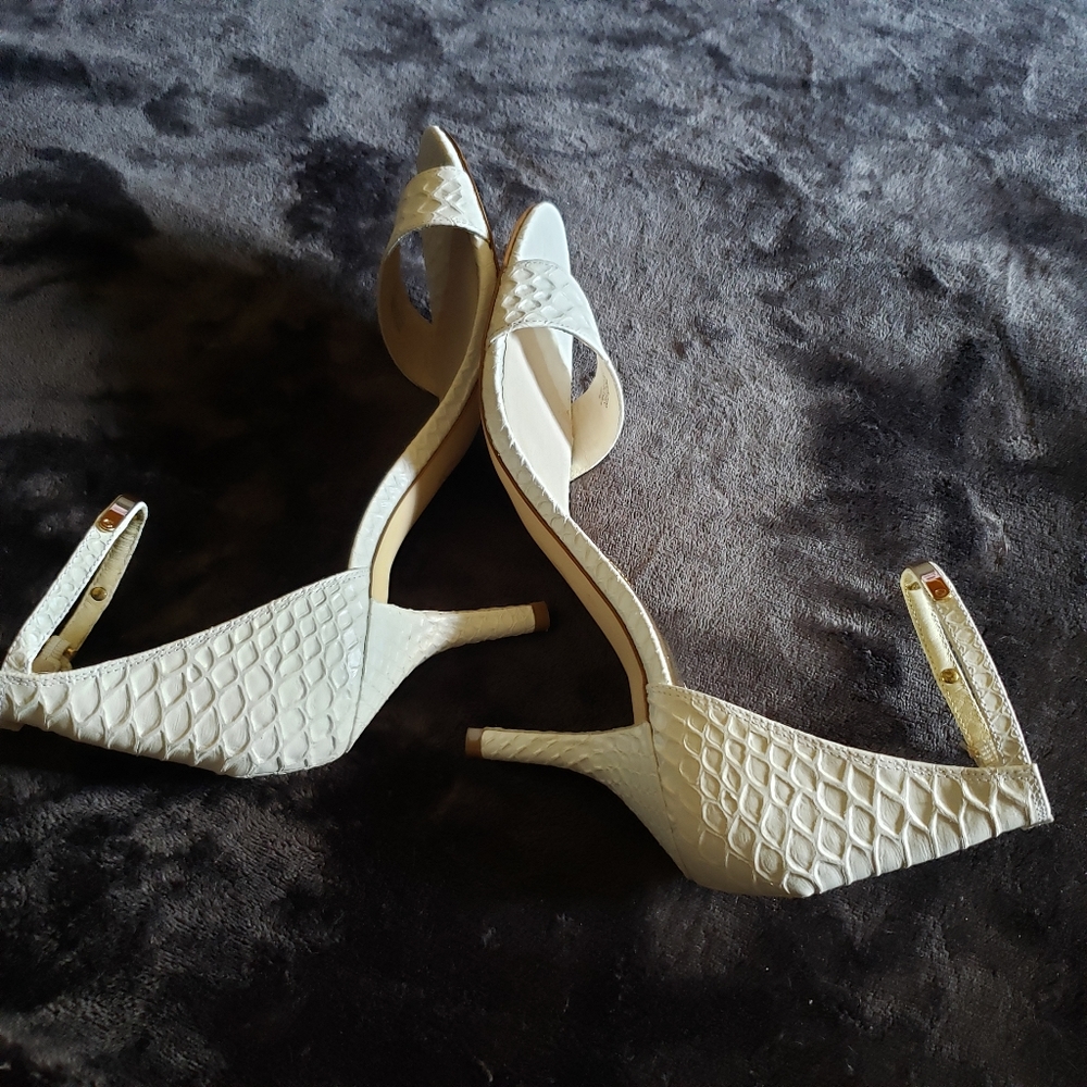 Michael Kors White Snakeskin Sandals - Picture 2 of 11